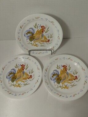 Corelle Rooster Motif Luncheon Plates - Set of 3